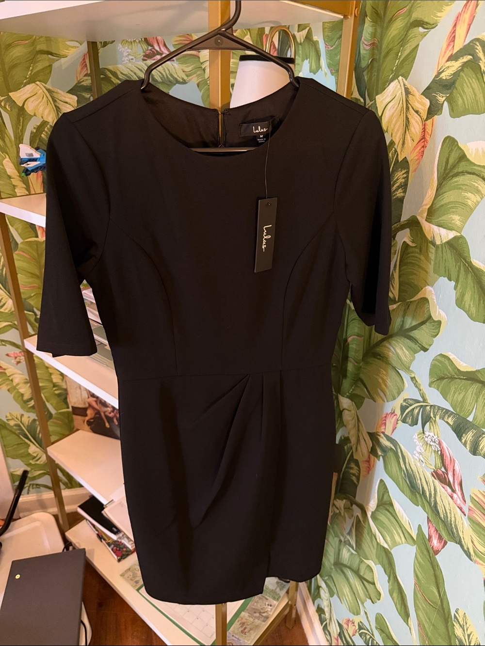 Lulu's Black Short Sleeve Mini Sheath Dress